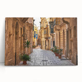 Black and white photo of Malta scenery on large stretched canvas, ideal for kitchen wall art.