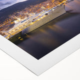 Art deco poster of Monaco scenery in muted pastel shades on rolled canvas, suitable for dining room wall art.
