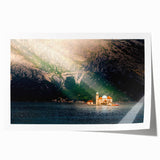 Rolled print of a Montenegro scenery with vibrant green and blue tones, ideal for art wall dining room.