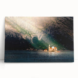 Black and white photograph of Montenegro scenery on large stretched canvas, ideal for kitchen wall art.