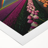 Art Deco poster of a European scenery in muted earth tones on rolled canvas, suitable for dining room wall art.