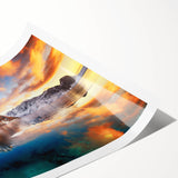 Extra large wall art featuring line art flowers in bold black on a white background, rolled print format.