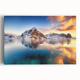 Black and white stretched canvas of a serene Norwegian landscape, ideal for kitchen wall art.