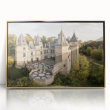 Art deco poster of a European cityscape in muted gold and ivory tones on framed acrylic, suitable for modern art wall decor.