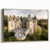 Framed canvas wall art featuring a vintage-style landscape painting of a Polish scenery in black and gold tones.