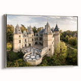 Framed canvas featuring a vintage-style landscape painting of a Polish scenery, with vibrant colors and silver frame.