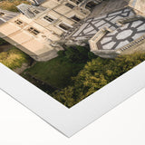 Art deco poster of a European cityscape in muted tones on rolled canvas, suitable for dining room wall art.