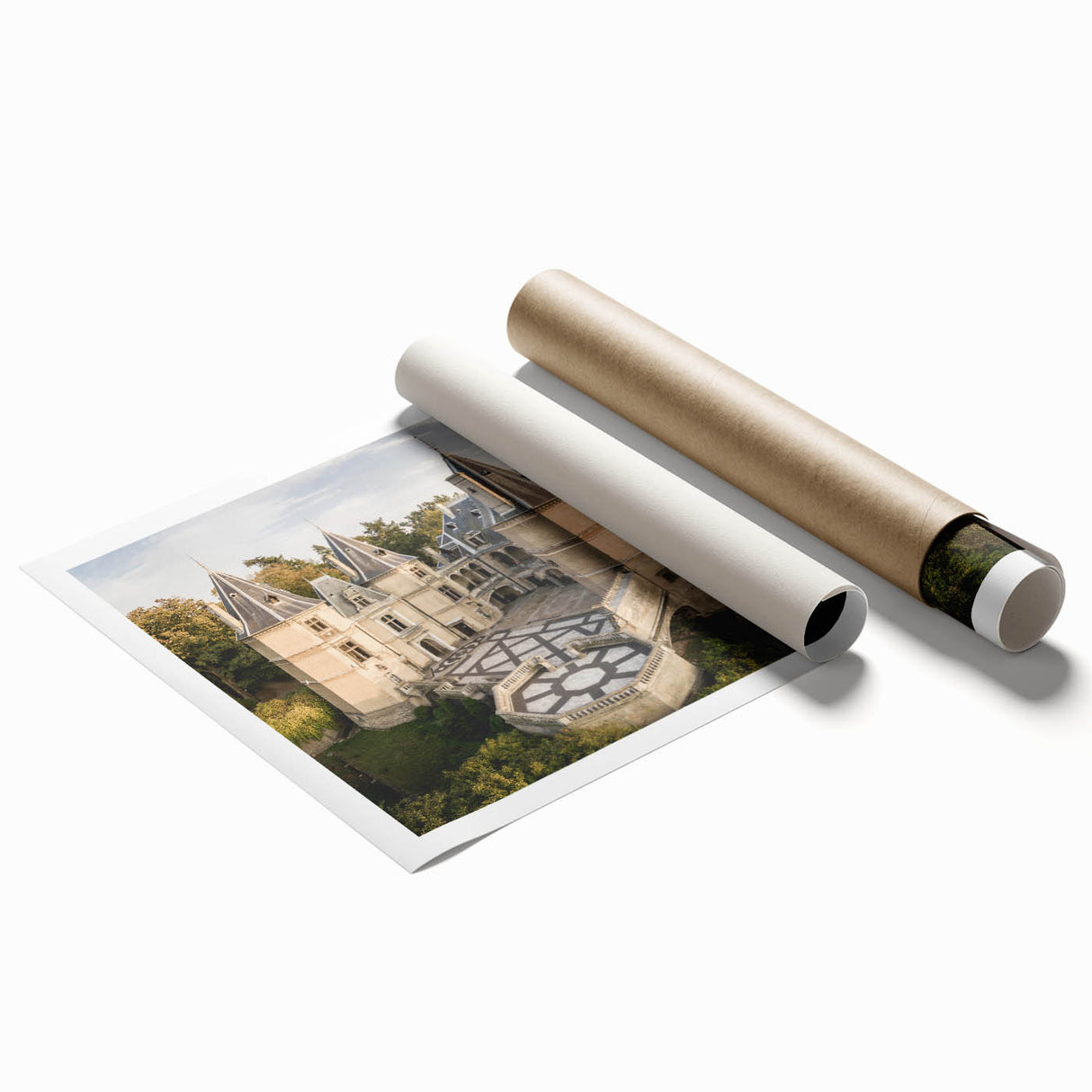 Extra large rolled print of a floral scene in muted pastels, ideal for classy bathroom or large living room wall art.