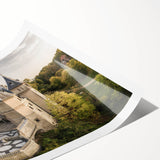 Extra large wall art featuring line art flowers in muted tones on rolled print, ideal for large living room decor.