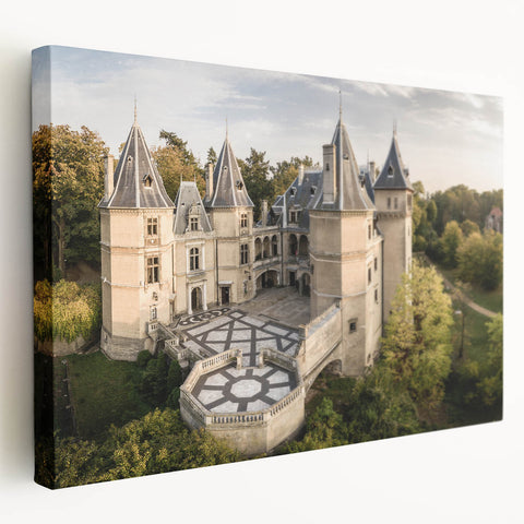European cityscape on a large stretched canvas with muted earth tones, ideal for kitchen wall art.