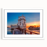 Textured art print of Lisbon with abstract design in muted earth tones on a framed white mat, ideal for bedroom art.