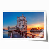 Rolled print of Lisbon scenery with soft pastel tones on canvas, suitable for art wall dining room.