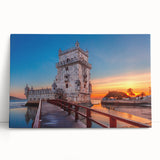 Large black and white stretched canvas of Lisbon's cityscape, ideal for kitchen wall art.