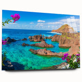 Acrylic print of a large abstract depiction of Porto, Portugal, in muted blue and grey tones.