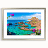 Extra large abstract art print of Porto scenery in textured shades, framed in silver, ideal for living room decor.