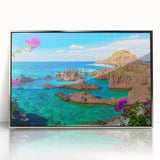 Acrylic print of Porto, Portugal scenery in muted colors, framed in silver, suitable for modern art wall decor.