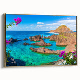 Framed canvas depicting a vintage-style landscape of Porto, Portugal in muted gold and black tones.