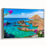 Framed canvas depicting a vintage-style Porto landscape with colorful buildings and a black sky, ideal for living room decor.