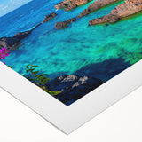 Art deco poster of Porto, Portugal, featuring muted blue and beige tones on rolled canvas, suitable for dining room decor.