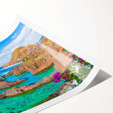 Extra large wall art featuring line art flowers in a Porto, Portugal scenery, printed on rolled canvas.