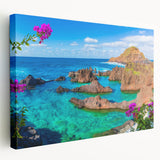 Side view of a stretched canvas featuring a detailed Porto, Portugal cityscape in subdued earth tones.