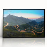 Large abstract wall art depicting a scenic European landscape in Romania.