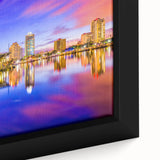 Extra large framed canvas of a textured black wall art depicting vibrant, colorful St.