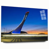 Large abstract acrylic print of Sochi scenery in muted earth tones, ideal for bedroom or dining room art.