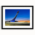 Extra large abstract art print featuring a colorful, textured depiction of Sochi's scenery on a framed black mat.