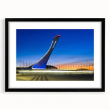 Extra large abstract art print featuring a colorful, textured depiction of Sochi's scenery on a framed black mat.