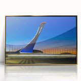 Art Deco poster of Sochi scenery in muted gold and blue tones, acrylic framed, suitable for modern art wall decor.