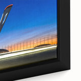 Extra large framed canvas of a textured black wall art featuring colorful, abstract scenery, ideal for living room decor.