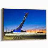 Framed canvas depicting a vintage-style landscape of Sochi with muted gold and black tones, ideal for bedroom wall art.