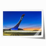 Extra large rolled print of a Sochi, Russia scenery with vibrant green foliage and architectural elements.