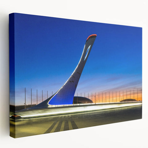 Panoramic view of Sochi on stretched canvas, featuring muted earth tones, ideal for kitchen wall art.