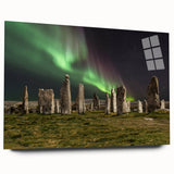 Acrylic print of a Scottish landscape in muted green and blue tones, suitable for bedroom or dining room decor.