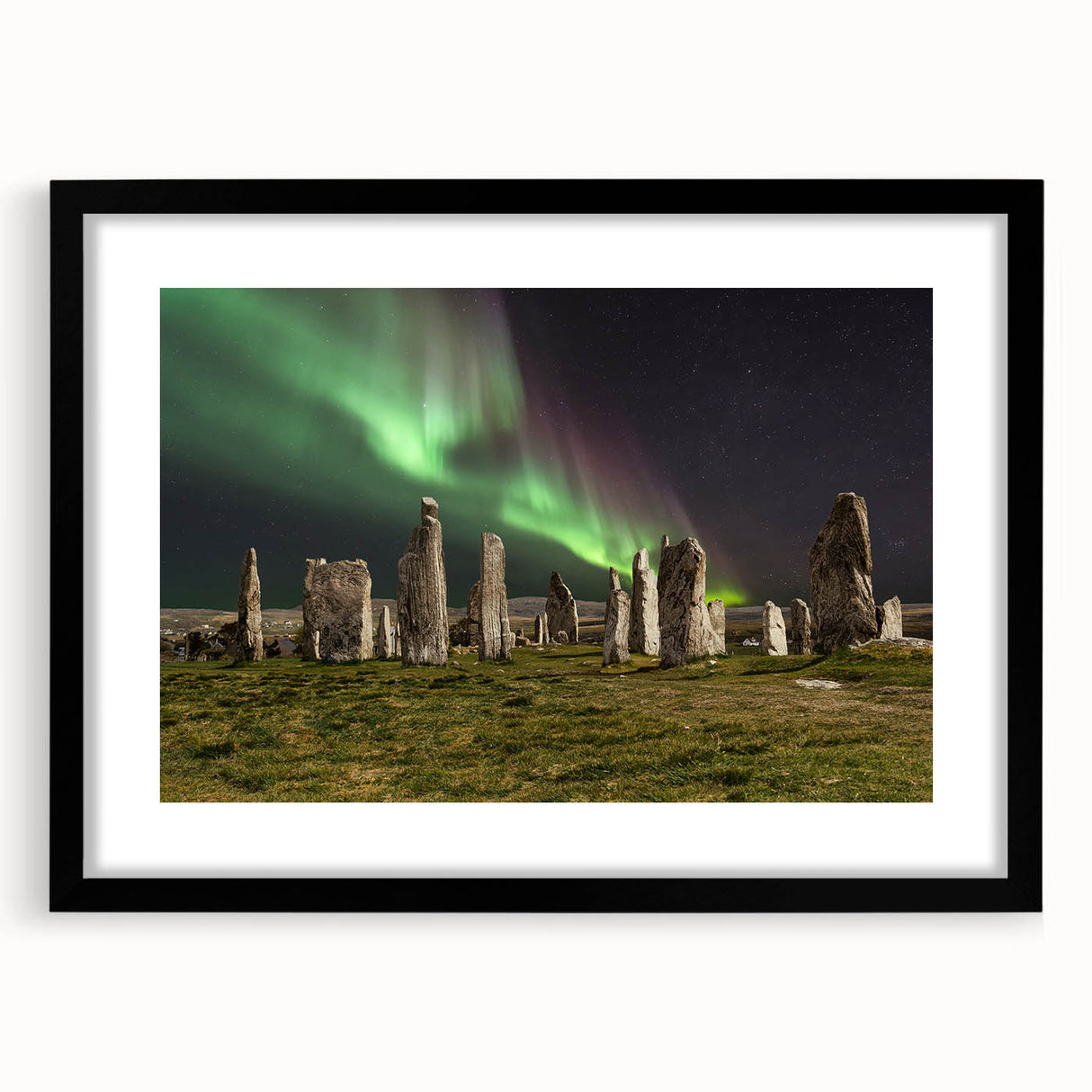 Extra large framed wall art of abstract Scottish scenery in colorful, textured brush strokes, ideal for living room decor.