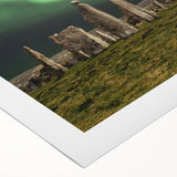 Art deco poster featuring a Scotland landscape in muted earth tones on rolled canvas, suitable for dining room decor.
