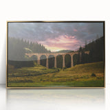 Art deco poster of a European scenery in Slovakia, with muted gold tones on framed acrylic.