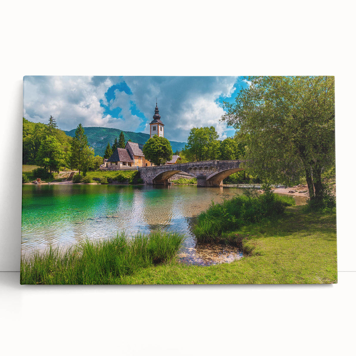 Black and white photograph of a European scenery on stretched canvas, ideal for kitchen wall art or bedroom.