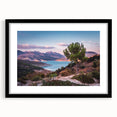 Colorful abstract art print of Andalucia scenery in vibrant hues on a large framed canvas, suitable for living room decor.