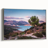 Vintage poster art of Andalucia, Spain on a framed canvas, featuring colorful art in extra large size.