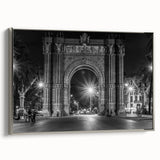 Framed canvas of a vintage Barcelona landscape painting in colorful art style, ideal for living room decor.