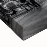 Large art of a black and white Barcelona landscape painting on stretched canvas, ideal for bedroom wall decor.