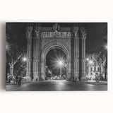 Black and white large canvas print of Barcelona skyline, ideal for kitchen wall art or bedroom decor.