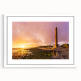 Textured abstract art print of a European scenery in muted earth tones, framed with a white mat, ideal for bedroom decor.