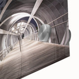 Large abstract wall art depicting a vibrant scene of Madrid with bold colors on acrylic glass.