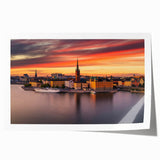 Extra large rolled print of Stockholm scenery with vibrant floral elements, ideal for art wall dining room.