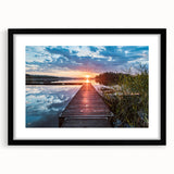 Abstract art print depicting a colorful, textured European scenery on a large black-framed canvas.