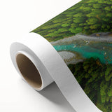 Art Deco poster of a Swiss landscape in muted earth tones on rolled canvas, ideal for nursery wall art.